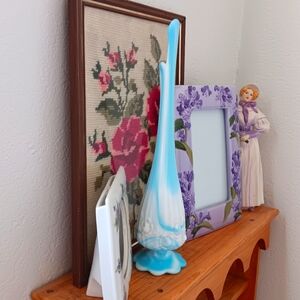 Elegant Blue and White Glass Vase